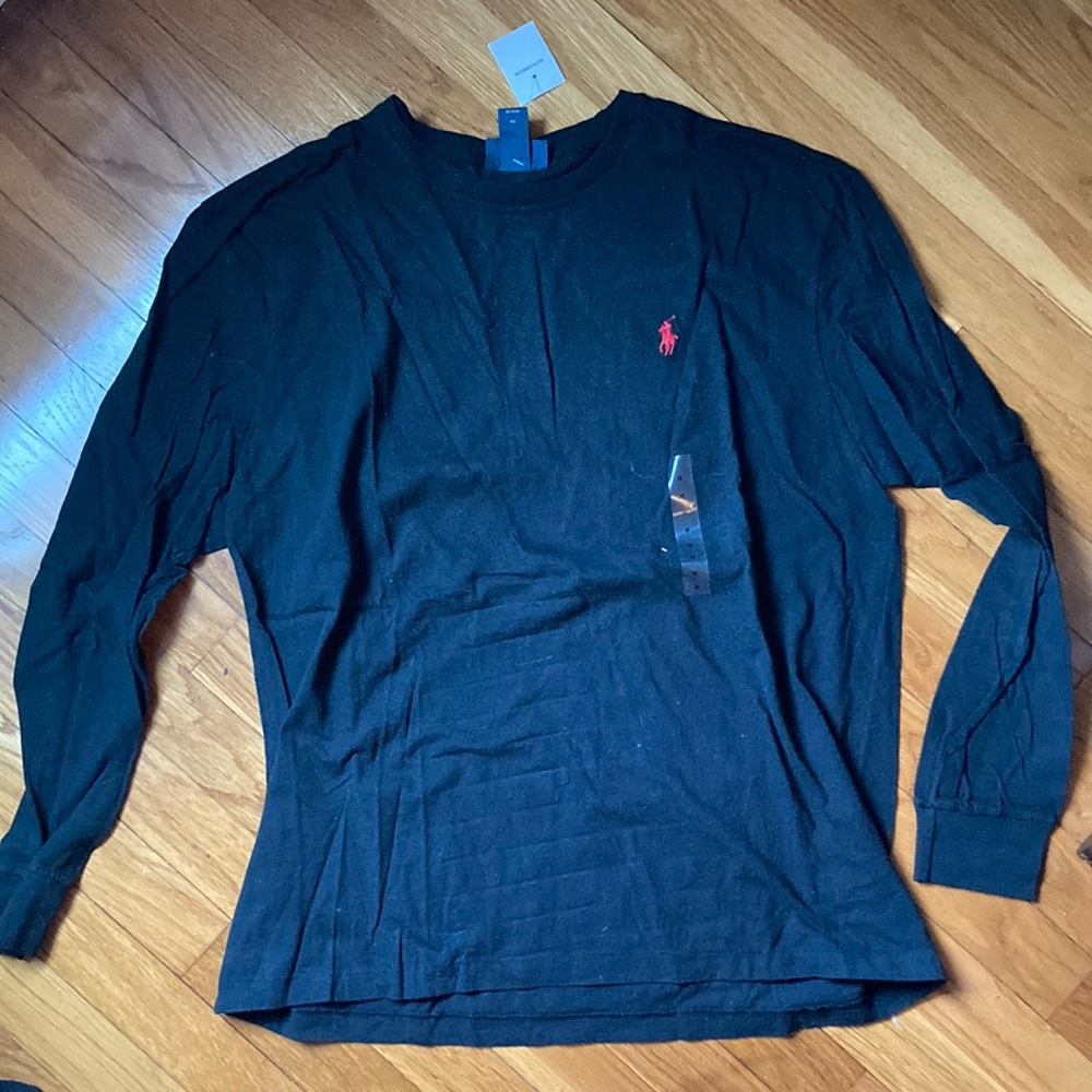 Polo long sleeve shirt, black, size M